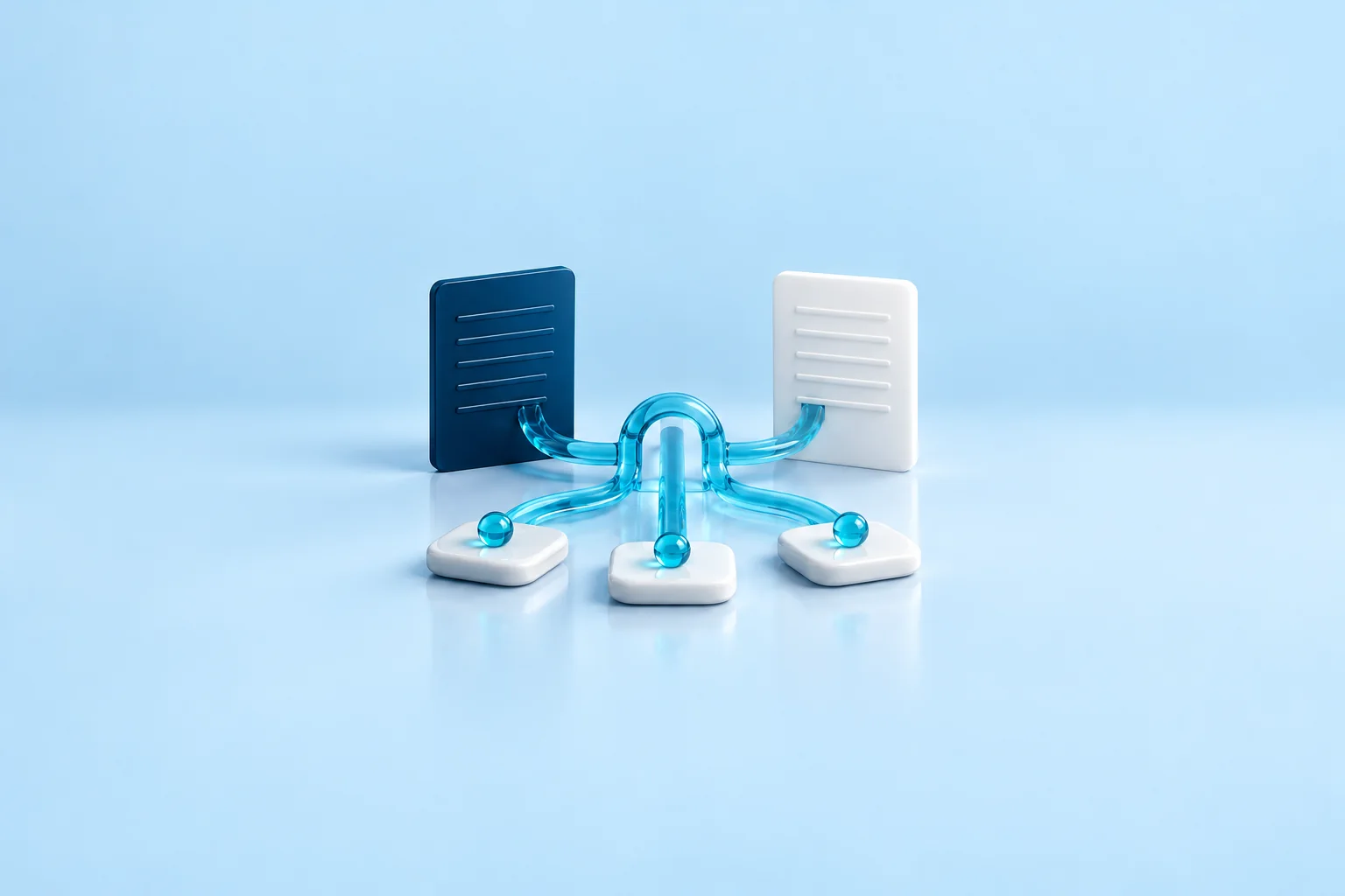 AI-generated 3D illustration of connected platforms representing paid campaigns for accounting client acquisition.